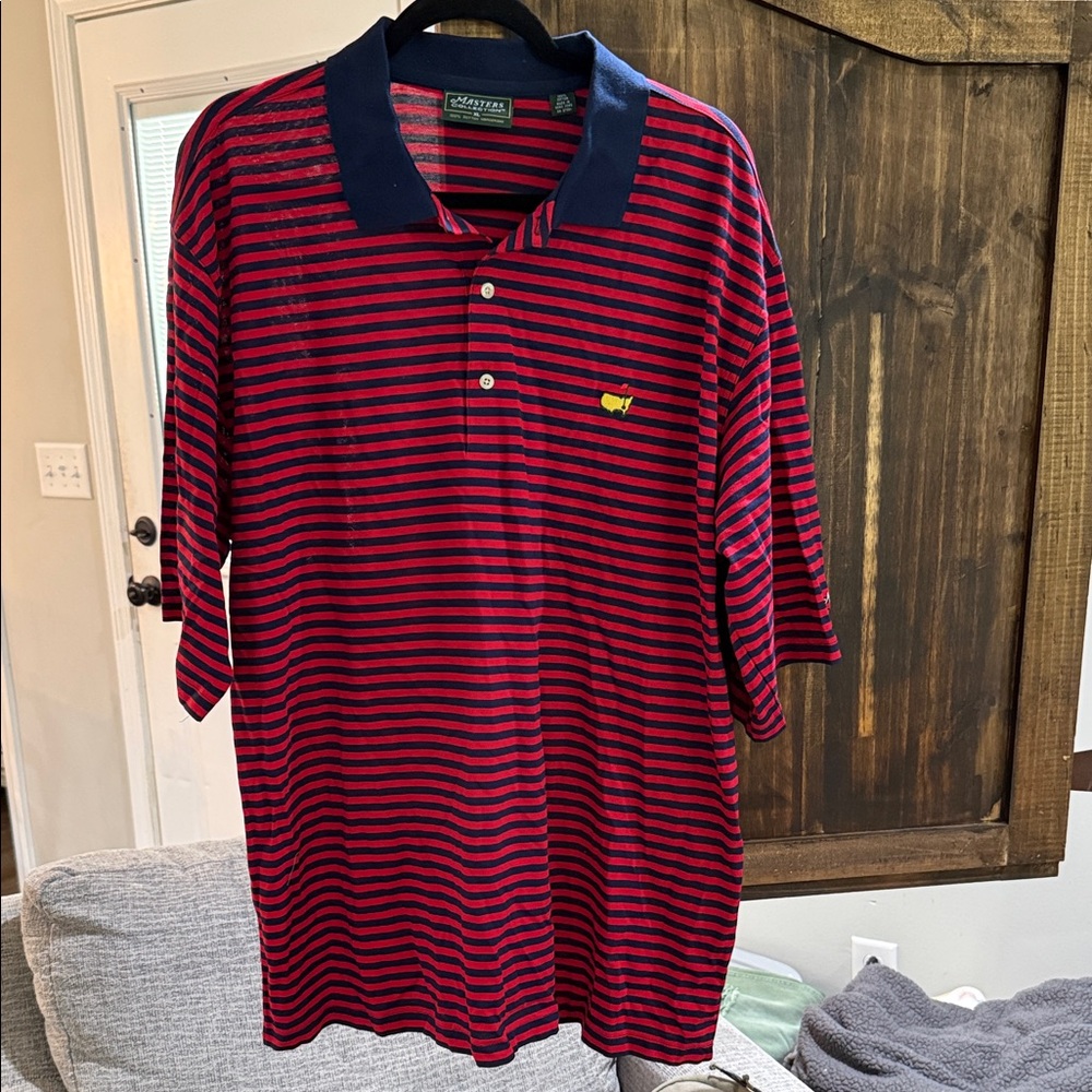 GUC XL Masters Collection Men’s Striped Red and Navy Polo Shirt